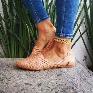 Huarache shoes in a peachy brown color